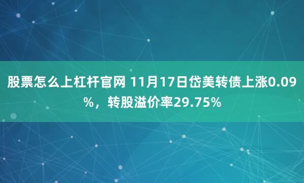 股票怎么上杠杆官网 11月17日岱美转债上涨0.09%，转股溢价率29.75%